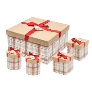 Geschenkboxen-Set Vintage Plaid 5er-Set